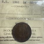 Nova Scotia 1861 1/2 cent MS 60 ICCS